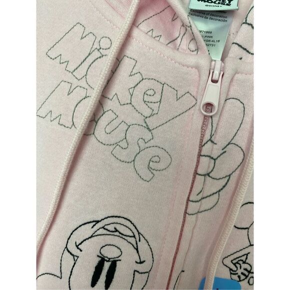 Disney pink embroidered hoodie fleece inside NWT size M - Picture 6 of 7